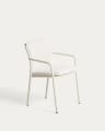 Linosa stackable chair in natural aluminium with beige cushion
