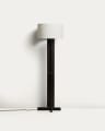 Niani floor lamp in rubber wood with dark finish and ivory-coloured cotton lamp shade