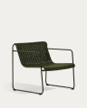 Maurina stackable armchair in green galvanised steel and green rope cord