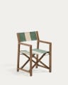 Vilara green and beige striped outdoor folding chair made of FSC 100% solid acacia wood