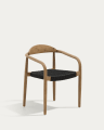 Nina stackable chair in solid acacia wood and black rope seat FSC 100%