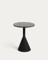 Delano black terrazzo side table with steel legs in a black finish, Ø 40 cm