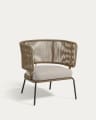 Nadin armchair in beige cord with galvanised steel legs