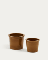 Presili set of 2 ceramic planters with glazed mustard finish Ø 37 / 47 cm