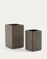Set of 2 Minoa tall planters with brown stone effect 44 x 44 cm