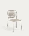 Talaier stackable outdoor chair  made of synthetic rope and galvanized steel in beige finish