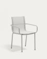 Galdana stackable outdoor chair made of aluminum with a light grey painted finish