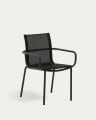 Galdana stackable outdoor chair made of aluminum with a dark grey painted finish