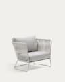 Saconca outdoor armchair in rope cord and grey galvanised steel