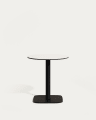 Dina round outdoor table in white with metal legal in a painted black finish, Ø 68x70 cm