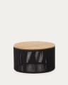 Dandara coffee table made of steel, black cord and solid acacia wood, Ø70 cm FSC 100%