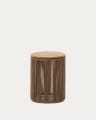 Table auxiliaire Dandara en acier, corde beige et bois d' acacia Ø40 cm FSC 100 %