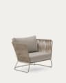 Saconca outdoor armchair in rope cord and beige galvanised steel
