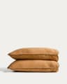 Sirale set of 2 100% cotton sateen pillowcases with washed finish in copper 50 x 80 cm