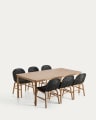 Set with Sori table in solid acacia wood and 6 Alipa chairs in graphite solid acacia wood and rope cord 200 x 100cm FSC 100%