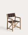 Vilara brown and beige striped outdoor folding chair made of FSC 100% solid acacia wood