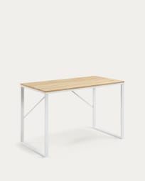 Bureau Talbot en mélamine finition naturelle et pieds en acier blanc 120 x 60 cm
