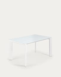 Axis white glass extendable table with white steel legs 140 (200) cm