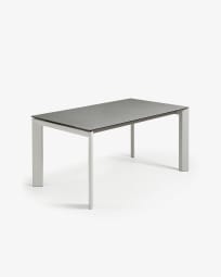 Axis porcelain extendable table in Hydra Lead finish with grey legs 160 (220) cm