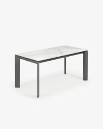 Axis porcelain extendable table in White Kalos finish with anthracite legs 160 (220) cm