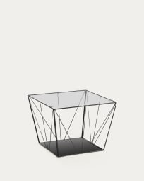 Table basse Tilo en verre et structure en acier noir 60 x 60 cm