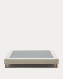 Ofelia base with beige removable cover and solid beech wooden legs for a 180 x 200 cm mattress