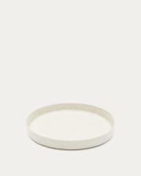 Płaski talerz Setisa z ceramiki w kolorze białym