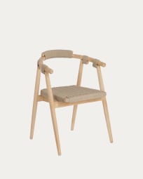 Majela stackable chair in solid eucalyptus with oak-effect finish and beige rope FSC 100%
