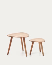 Set Eluana 2 mesas de apoio de encaixe madeira maciça acácia acabamento natural