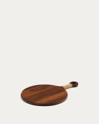 Tabla de servir redonda pequeña Sardis de madera de acacia FSC 100% y ratán