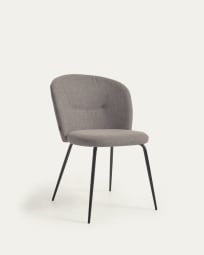 Cadeira Anoha cinza e metal com acabamento preto