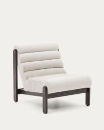 Magira armchair in white bouclé and solid oak wood with a dark finish