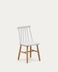 Krzesło dziecięce Tressia lite drewno kauczukowe z białym i naturalnym wykończeniem