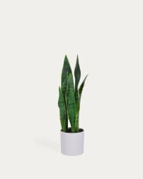 Planta artificial Sansevieria com vaso branco 55 cm