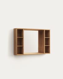 Armário com espelho de casa de banho Kenta de madeira maciça de teca 100 x 65 cm