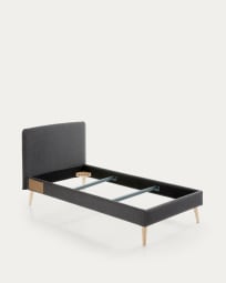 Dyla Bezug in Schwarz für Bett mit Matratzengröße von 90 x 190 cm