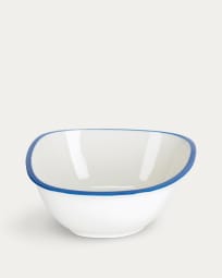 Taça grande Odalin de porcelana branco e azul