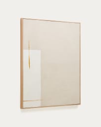 Cuadro abstracto Salin con raya vertical de lino beige  80 x 100 cm
