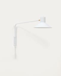 Aria steel wall light with white finish. UK adapter