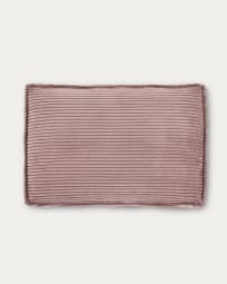 Blok kussen in roze corduroy met brede naad, 40 x 60 cm