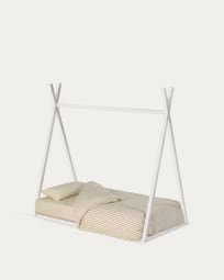 Maralis teepee bed made of solid beech wood with a white finish, for 70 x 140 cm mattresse