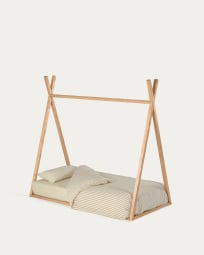 Maralis teepee bed made of solid beech wood with a natural finish, for 70 x 140 cm mattres