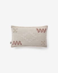 Bibiana wool and cotton cushion cover in beige terracotta and brown pattern 30 x 50 cm