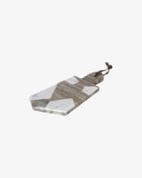 Vanina triangular serving board in brown and white marble