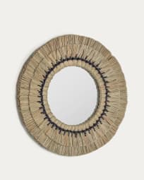 Espelho redondo Akila fibras naturais bege e corda algodão preto Ø 60 cm