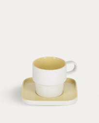 Chávena com pires Midori cerâmica amarelo