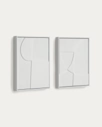 Set Beija met twee witte kunstwerken 32 x 42 cm