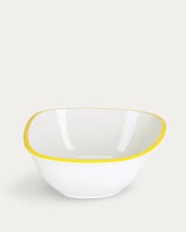 Taça grande Odalin porcelana branco e amarelo