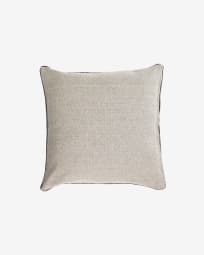 Capa almofada Celmira 100% algodão bege e contorno cinza 45 x 45 cm