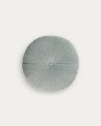 Almofada redonda Brunetta de veludo turquesa-claro Ø 35 cm